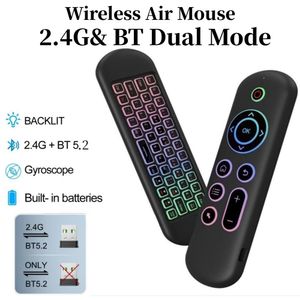 2.4G BT 5.2 Giroscopio Wireless Air Mouse con telecomando 7 colori retroilluminazione ricevitore USB Mini tastiera per Android Smart TV Box PC