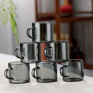 Bicchieri da vino 2023 Tazza da tè in vetro da 90 ml Set leggero di lusso grigio fumo Piccola ciotola resistente al calore per uso domestico