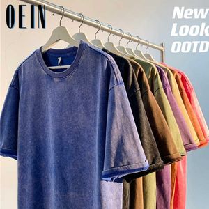 Herr t-shirts oein överdimensionerad syra tvättade t shirt män 2023 sommar vintage tshirts streetwear mineral wash tee skjortor mens lossa lyx toppar z0420