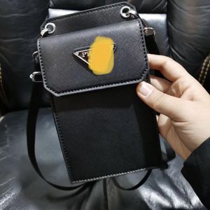 New Black Small Square Leather Phone Bag Shoulder Crossbody Pannier Bag Men's and Women's Universal Phone Coin Purse