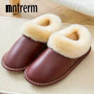 Pantofole Mntrerm Inverno Peluche Caldo Casa In Pelle Antiscivolo Scarpe Da Casa Spesse Cotone Uomo Plus Size Indoor 231118