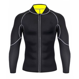 Agasalhos masculinos modeladores de sauna terno de neoprene jaqueta de suor treino perda de peso manga longa modelador de cintura com zíper camiseta 230419