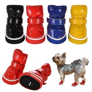 Scarpe protettive per animali domestici 4 pezzi / set Cani Inverno Pioggia Stivali da neve per cani impermeabili Cucciolo Slip Chihuahua Yorkie Accessori per calzature 231118