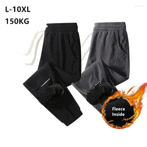 Calças masculinas Fleece Sweatpants Corredores Homens Esporte 10XL Quente 150kg Inverno Aoli Veludo Tornozelo Comprimento Plus Size 6XL 9XL Calças Engrossar