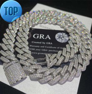 Hänge Halsband Stock Iced Out Vvs Moissanite Kubansk Armband 925 Silver Bling Diamond Link Chain Hip Hop Män Smycken Halsband Motion current 23ess