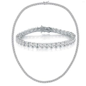 Brincos de colar Set GemsMe Bracelete de tênis de 5 mm 18K Brazedas de zirconia de ouro branco 18k Jóias de jóias para homens