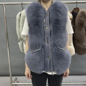 Women's Fur Faux Arrival Vest Women Short Fashion Luxury Furry Real Coat With Leather Jacket Winter 231118