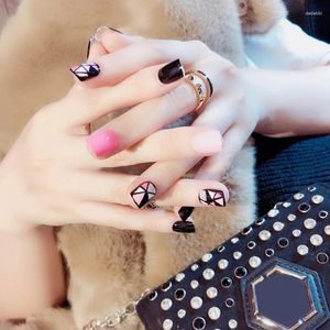 False Nails 24pcs Women Fake Tips DIY Geometric Pattern Decorative Decals Attractive