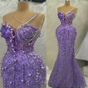 April Aso Ebi Lavender Mermaid Prom Dress Crystals Pearls Evening Formal Party Second Reception Birthday Engagement Gowns Dresses Robe De Soiree Zj5821 407