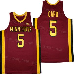 College Basketball Minnesota Golden Gophers 55 Marcus Carr Jersey University Puro Cotone Traspirante Squadra Colore Rosso Per Gli Appassionati Di Sport Ricamo Pullover NCAA