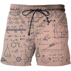 Men's Shorts Est 3D Mathematical Formula Print Men Beach Quick Dry Bermuda Surf Swimming Animal Trunks Summer