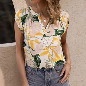 Blusas femininas ayualin casual floral impressão verão feminino 2023 manga curta camisa solta férias praia wear boho blusas