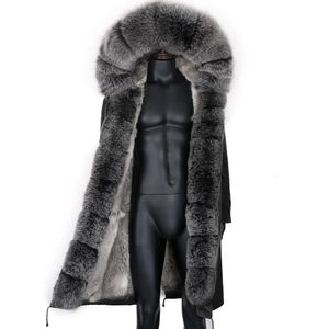 Erkekler kürk sahte kış xlong gri doğal gerçek ceket katlar erkek moda ceket uzun parkas siyah parka çıkarılabilir 231120