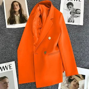 Mulheres mistura casual senhora do escritório único botão blazer vintage feminino 2023 moda manga longa em casacos jaquetas outerwear branco preto topos 231120