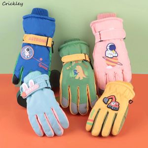 Children's Fingerless Gloves Cartoon Pattern Children Gloves Winter Waterproof Non Slip Boys Girls Mittens Skiing Snow Plush Warm Soft Kids Gloves 231120