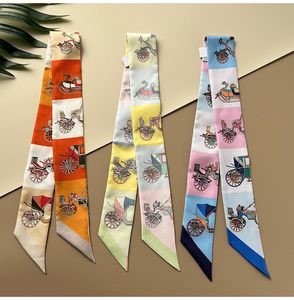 2021 summer style Voitures Exquises twlly Silk Scarf Binding Bag Silk Thin Narrow Strip 18 Mmm H Bag Handle Ribbon Hairband