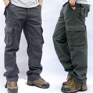 Herrbyxor lastbyxor män militära arbete overaller löst raka taktiska byxor flera fickor baggy casual bomull armé slacks byxor 44 230420