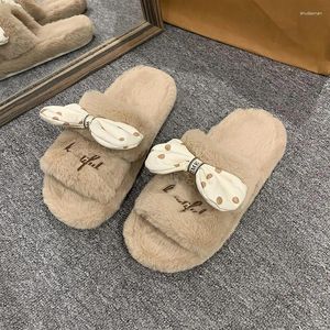 Slippers Women Winter House Furry Fashion Warm Slip On 2023 Flats Female Home Black Plush Ytmtloy Zapatillas Mujer Casa