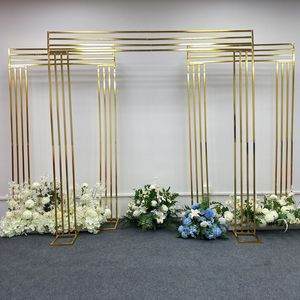 decoration arch Gilded Shelf Wrought Iron Screen Arches Gold Plated Frame Wedding Backdrop Decor Props Geometry Artificial Flower Stand imake825