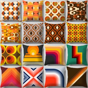 Kudde dekorativ kudde lyxig plysch kuddar fodral orange gul brun nordisk geometri kuddar modern abstrakt dekor kasta hemmakontor soffa 230419