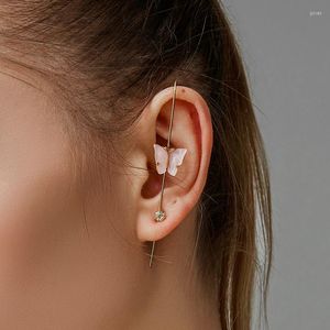 Brincos de garanhão na moda Butterfly Ear agulha enrolar o gancho de rastreador para mulheres fêmeas cercadas aurícula diagonal de zircão piercing