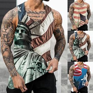 Canotte da uomo T-shirt casual da uomo Moda uomo primavera estate senza maniche O collo camicetta stampata Bulk