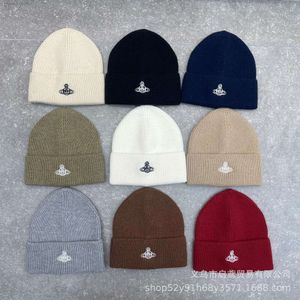 デザイナーViviene Westwood Beanie Hat Caps土星編み帽子秋/冬の新しい刺繍ラベルウールハットピュアウールウォームハット