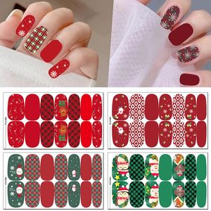 Stickers Decals HEALLOR Christmas Series Nail Polish Strips Plain Art Decorations Heart Designs Glitter Powder Manicure Tips 231120