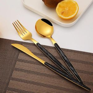 Flatware Sets 12 Pcs Dinnerware Cutlery Set 18/8 Western Black Stainless Steel Fork Knife Teaspoon Tableware Silverware