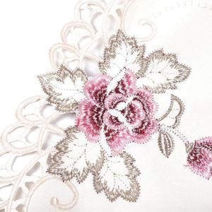 Table Mats Floral Tablecloth Embroidered Lace Satin Fabric Wedding Parties Celebrations Graduations Mat Decoration Display