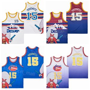 Moive Basketball 15 Yosemite Sam Jersey Mans College Retro Pure Cotton for Sport Fan University oddychający wydychający emeryt kolor kolor niebieska fioletowa biała koszula
