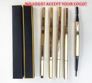 Gold Tube Eyebrow Pencil Waterproof Sweat proof Triangular Rotatin Custimized Eyebrows Pen Double Headband Eye Brow Enhancers tool1702891