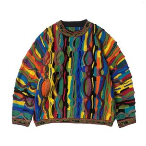 Men's Sweaters Mens 2023 Crew Neck Ethnic Fashion Colorful Splicing Pullover Pull Homme Fall Sweater for Men Knitted