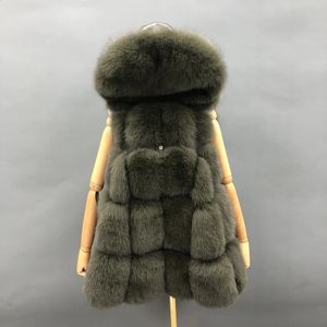 Women's Fur Faux Vest Real Gilet Thick Women Winter Solid Hooded Waistcoat MJFFV21 231118