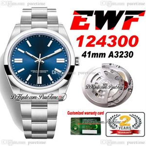 EWF 41 A3230 Automático Mens Assista Blue Dial Stick Markers 904L Oystersteel Salão de aço inoxidável Super edição com o mesmo serial254Y