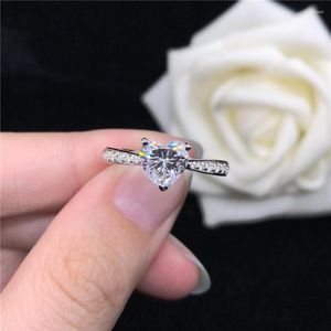 Cluster-Ringe Test Positiv 1CT Herz Moissanite Diamant Damen Ring Massives Platin PT950 Weißgold Feiner Schmuck für immer