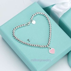 Itys Bracelet Bangle Heart Bracelet Sterling Sier Blue Enamel Love T Ball Chain Pink Pendant Day Gift