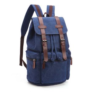 New Korean men's and women's canvas bag leisure fashion computer backpack solid color middle school student schoolbag 230420