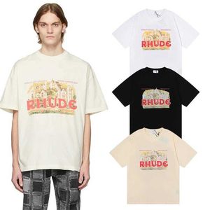 Designer Fashion Clothing Tees Hip Hop Tshirts Rhude Monaco with Gods Help Spring Summer Short Sleeve Mens Womens Loose T-shirt Streetwear Sportswear