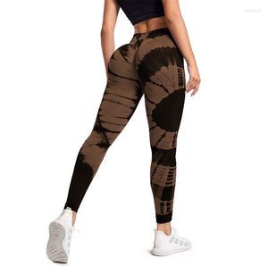 Kvinnors leggings 2023 Tie-Dye Sömlös sport för kvinnor Fitness Gym Wear Scrunch Legging High midjeträning Tights Push Up