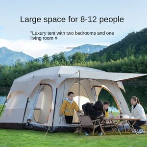 Tents and Shelters Luxury Villa Outdoor Camping Big Tent Two Rooms One Hall Easy To Set Up Equipment Family Party Travel 231120