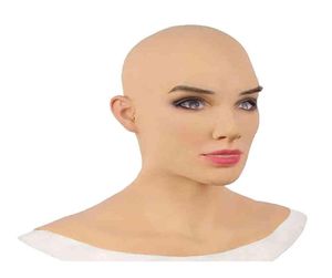 Pc di alta qualità sicurezza femminile realistico silicone maschera crossdresser cos vestito di Halloween scherzo pratico accessori per bambino J22070851388690