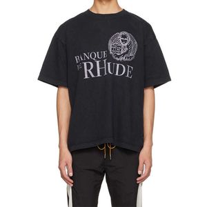 Tasarımcı Moda Giyim Tees Hip hop Tişörtleri Rhude American High Street Kısa kollu erkek kadın Aşıklar Gevşek Gündelik Trend Erkek Yaz Yarım kollu Tişört