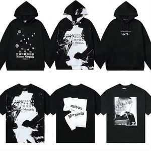 Margielas Men'sTシャツの原因と効果MM6プリントデザイナー女性のスウェットシャツ通気性コットンマルジエラスフーディーファッショントレンド半袖プルオーバー長袖