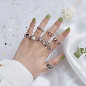 Pierścienie klastra vintage ręcznie robione dla mężczyzn kobiety rozmiar regulowany tajski srebrny kolor osobowość 925 Otwarty pierścień