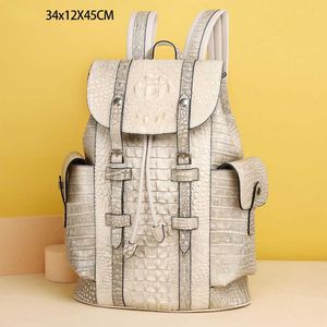 Sacos ao ar livre Mochila com padrão de osso de crocodilo com mochila de couro de grande capacidade Bolsa de viagem ao ar livre Moda de alta qualidade Bolsa de moda masculina e feminina