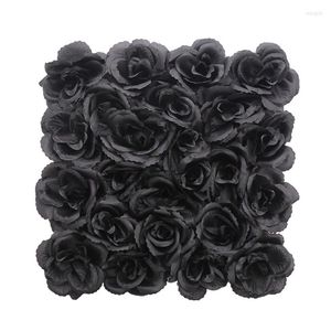 Party Decoration 25x25cm Black Wedding Flower Wall Gothic Halloween Dark Style Decorative Silk Fabric Row Artificial Bakgrund