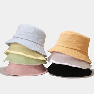 Unisex einfarbige Frottee-Eimerhüte Travel Sun Bucket Hat Angelkappe df071