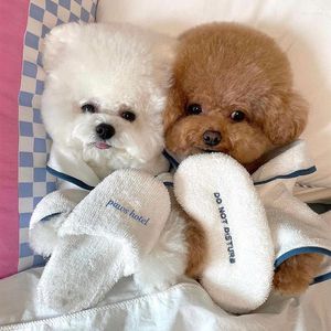 Dog Apparel Pet Absorbent Plush Bath Towel Bathrobes Bichon Teddy Dressing Gown Pajamas Puppy Clothes Ins El Style Clothing Set