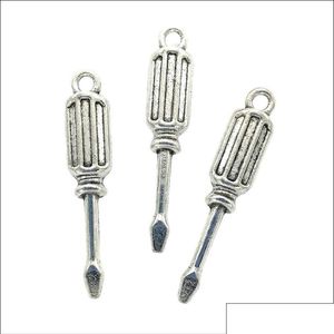 Encantos Lote 100 Pcs Chave De Fenda Antigo Tibetano Sier Pingentes Para Fazer Jóias Brinco Colar Pulseira Chaveiro Acessórios 3208C Dhskr